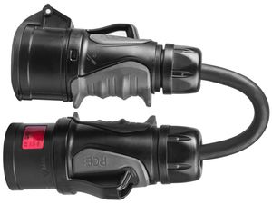 Zelený adaptér červený CEE 16A 400V na červený CEE 32A 400V, IP44