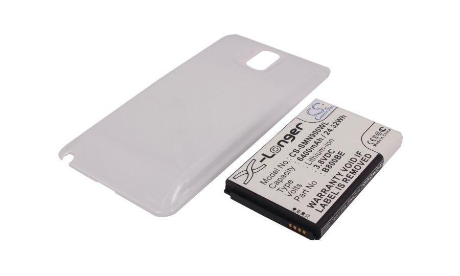 Batérie pre Samsung Galaxy Note 3 (ekv.B800BC) 6400mAh Li-ion, rozšírená vrátane bieleho krytu