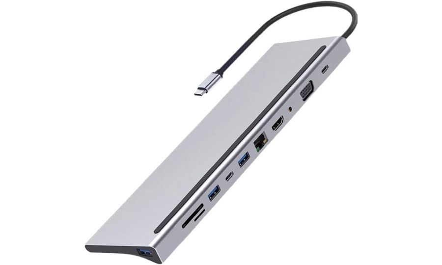 USB-C HUB 11v1 (USB-C PD, HDMI 4K, VGA, LAN RJ45, 3x USB 3.0, SD, microSD, audio)