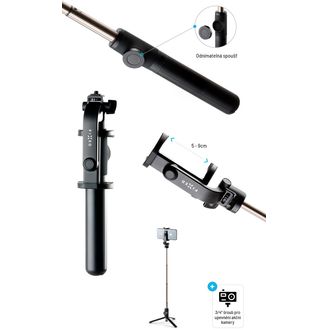FIXED Snap selfie tyč s Tripod a bezdrôtovou spúšťa, 3/4" závit, čierna