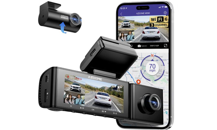 Súprava AZDOME M590 Dash Cam so zadnou a vnútornou kamerou