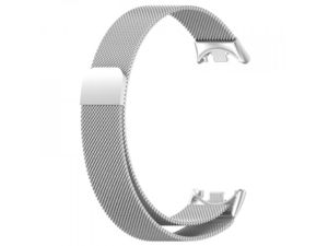 Mobilly Milánsky ťahový celokovový náhradný náramok pre Xiaomi Mi Band 8 - Silver