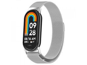 Mobilly Milánsky ťahový celokovový náhradný náramok pre Xiaomi Mi Band 8 - Silver