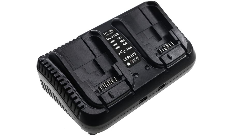 Nabíjačka 2 akumulátorov pre DeWalt 12V MAX, XR Li-Ion 18V, napr. DCB120, DCB132