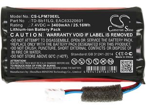 Batéria pre LG Music Flow P7, Xboom Go Pk7 a ďalšie, 3400 mAh, Li-Ion