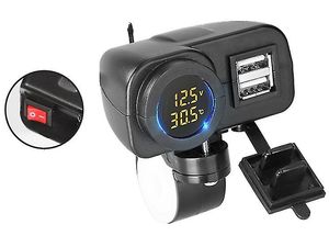 Vodotesná nabíjačka s monitorom napätia a teplomerom na riadidlách, 2x USB, rýchle nabíjanie QC3.0 36W