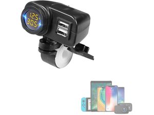 Vodotesná nabíjačka s monitorom napätia a teplomerom na riadidlách, 2x USB, rýchle nabíjanie QC3.0 36W