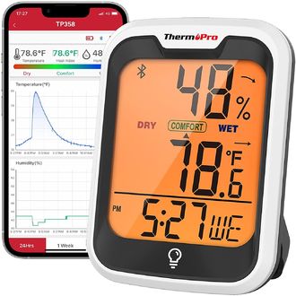 ThermoPro TP-358, domáci teplomer s teplotou a vlhkosťou, 3"LCD displej, aplikácia na štatistiky