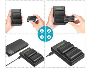 Neewer 2-Pack EN-EL15 EN-EL15 Battery Charger Set Compatible with Nikon (Micro USB Port, 2100mAh)