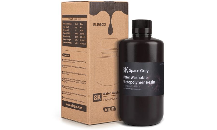 ELEGOO 8K Water Washable Resin 1kg, vesmírne sivá