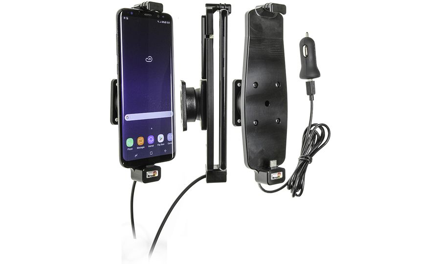 Brodit držiak do auta na Samsung Galaxy S10+/S9+/S8+ a iné, s pružinou, s pon. z cig.zapalovače/USB