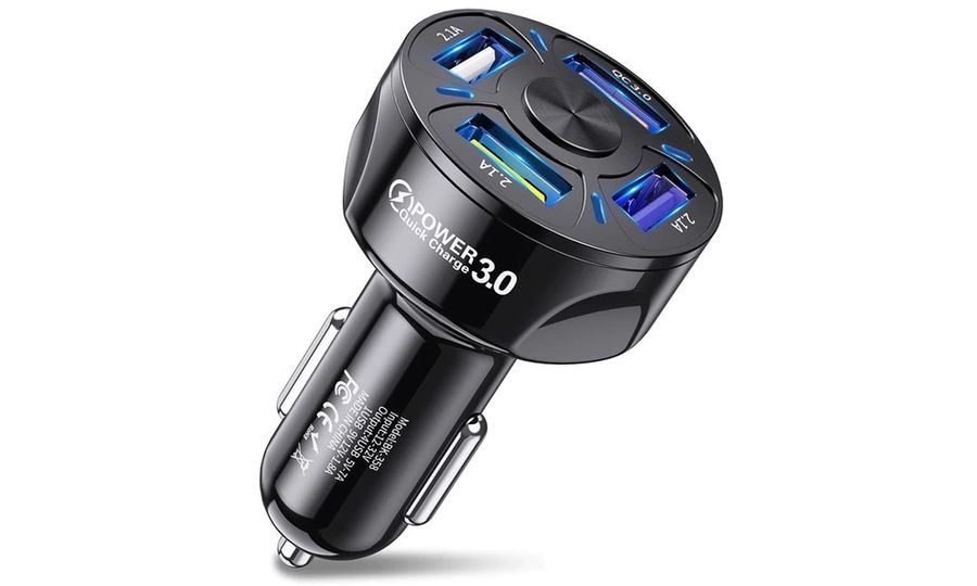 Mobilly Nabíjačka do auta, 4x USB-A, QuickCharge 3.0, čierna
