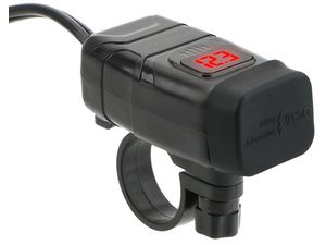 Vodotesná nabíjačka s monitorom napätia na riadidlách, 2x USB, QuickCharge 3.0