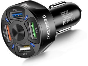 Mobilly Nabíjačka do auta, 4x USB-A, QuickCharge 3.0, čierna