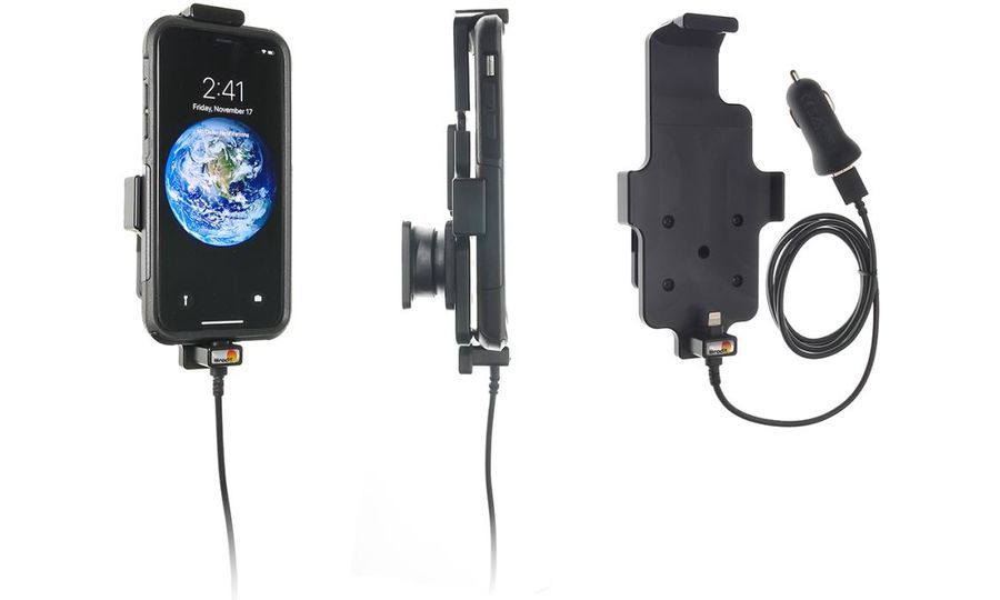 Brodit držiak do auta na Apple iPhone Xs/X v puzdre, s nabíjaním z cig. zapaľovača/USB
