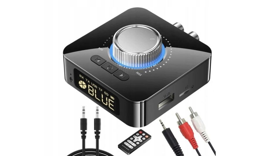 VAORLO M5 LED Bluetooth 5.0 audio prijímač/vysielač, 3,5 mm AUX, RCA, microSD, USB, IR