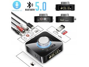 VAORLO M5 LED Bluetooth 5.0 audio prijímač/vysielač, 3,5 mm AUX, RCA, microSD, USB, IR