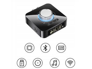 VAORLO M5 LED Bluetooth 5.0 audio prijímač/vysielač, 3,5 mm AUX, RCA, microSD, USB, IR