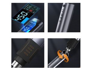 FNIRSI HS-02A SMART 100W programovateľná mikropájka s displejom, 6 hrotov, 100°C-420°C, strieborná