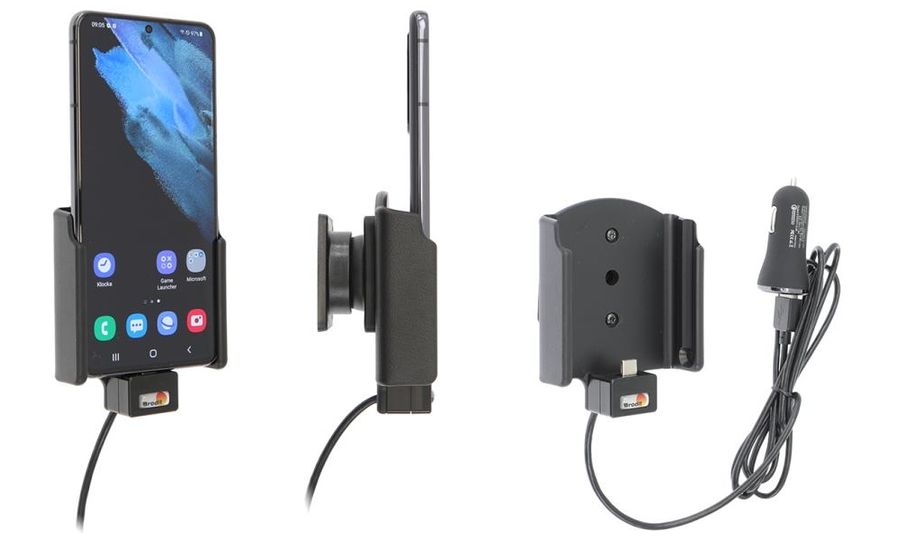 Brodit držiak do auta na Samsung Galaxy S21 5G, bez puzdra, s nabíjaním z cig. zapaľovača/USB