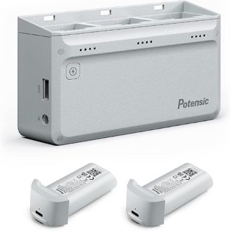 Potensic 3-polohová rýchlonabíjačka pre Atom 4K SE 60W More Power, sada so sieťovým adaptérom a 2x batériami