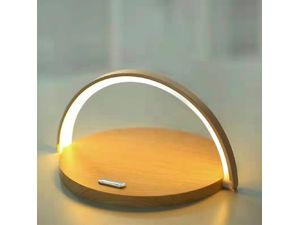 Nočná lampa LightArc s bezdrôtovou nabíjačkou telefónu, 10 W, drevo