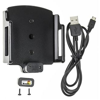 Brodit držiak do auta nastaviteľný s microUSB a nabíjaním z cig. zapaľovača/USB š.75-89 mm, hr. 12-16