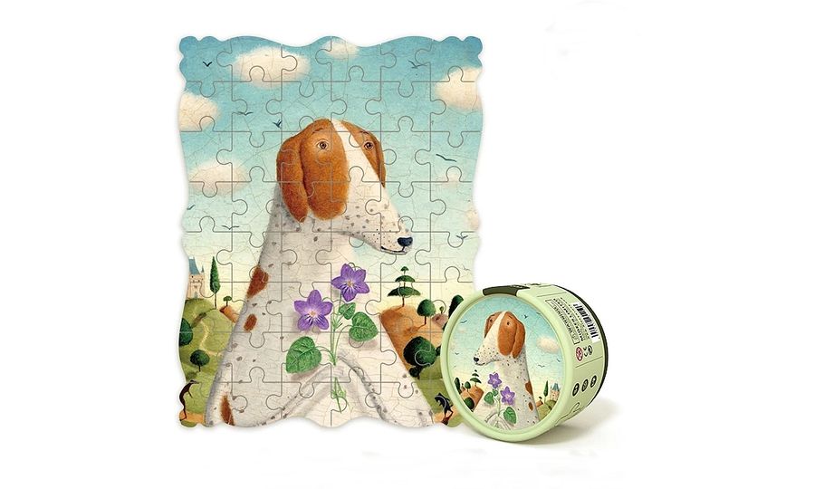 Mideer kreatívne puzzle - Portrét psa s fialkami