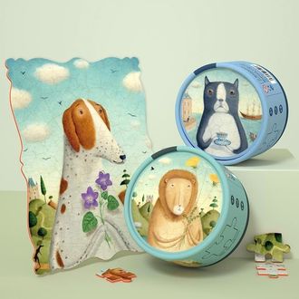 Mideer kreatívne puzzle - Portrét psa s fialkami