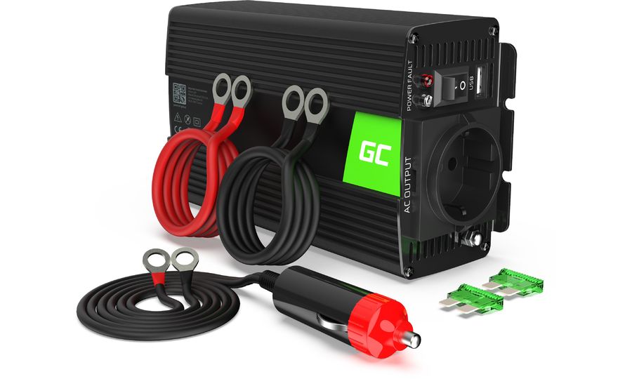 Green Cell Power Inverter menič napätia z 24V na 230V, 300W/600W, modifikovaná sínusoida