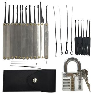LockPick 15v1 sada čepelí + 1ks tréningový priehľadný zámok