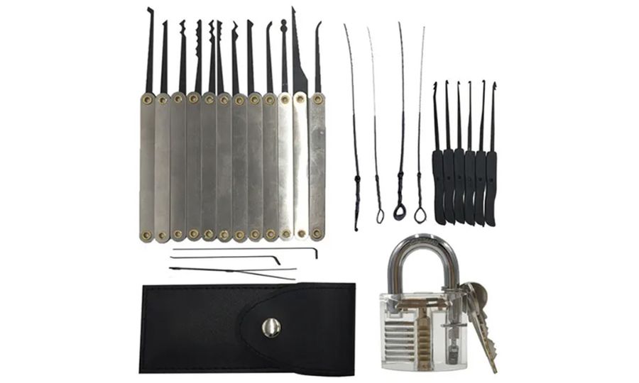 LockPick 15v1 sada čepelí + 1ks tréningový priehľadný zámok