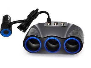 Rozbočovač pre zapaľovač cigariet do auta 3xCL 120W s nabíjačkou 3x USB 3,1A s káblom