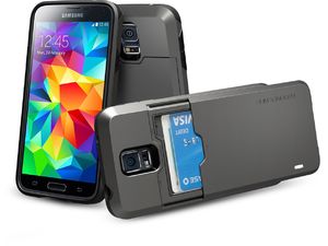 Spigen Slim Armor tvrdé puzdro so slotom na kartu pre Samsung Galaxy S5 Gunmetal, sivé