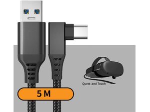 Mobilly kábel pre Meta Quest 3, Oculus Quest 2, Oculus Link, USB-C 3.2 Gen 1/USB-A kábel, 5 m