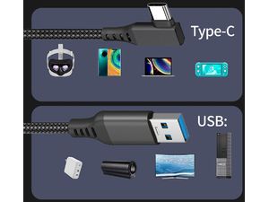 Mobilly kábel pre Meta Quest 3, Oculus Quest 2, Oculus Link, USB-C 3.2 Gen 1/USB-A kábel, 5 m