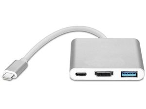 Adaptér USB-C na HDMI, USB 3.0, USB-C pre telefóny alebo notebooky s podporou nabíjania telefónu