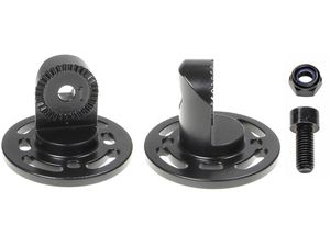 Brodit koncový úchyt dierovaný, priemer základne 64 mm, drobné ozubenie, čierny