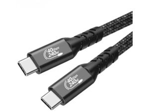 Kábel USB4 USB-C 5A, 240W, Thunderbolt 3, 40Gbps 8K@60Hz, opletený, 20cm, čierny