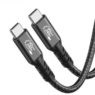 Kábel USB4 USB-C 5A, 240W, Thunderbolt 3, 40Gbps 8K@60Hz, opletený, 20cm, čierny