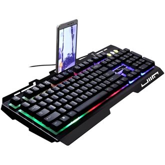 PrimeGear G700, herná klávesnica pre PC s držiakom na mobil, USB, RGB podsvietenie, čierna, US