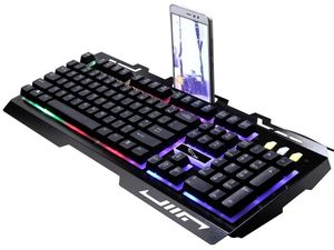 PrimeGear G700, herná klávesnica pre PC s držiakom na mobil, USB, RGB podsvietenie, čierna, US