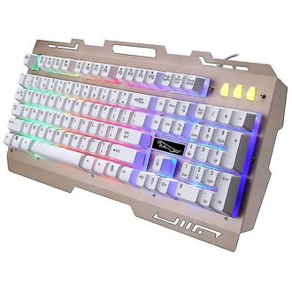 PrimeGear G700, herná klávesnica pre PC s držiakom na mobil, USB, RGB podsvietenie, biela, US