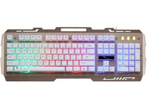 PrimeGear G700, herná klávesnica pre PC s držiakom na mobil, USB, RGB podsvietenie, biela, US