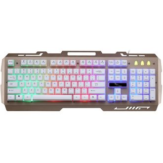 PrimeGear G700, herná klávesnica pre PC s držiakom na mobil, USB, RGB podsvietenie, biela, US