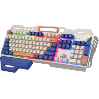 Mechanická herná klávesnica PrimeGear K90, kovové telo, USB, biela, US