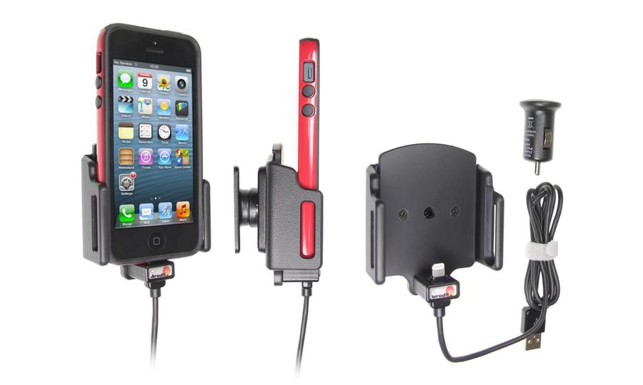 Brodit držiak do auta na Apple iPhone 13 mini/12 mini/SE/5S/5/5C v puzdre, nastaviteľný, s nabíjaním