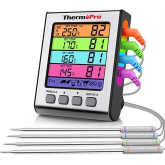 ThermoPro TP-17H digitálny kuchynský teplomer, štyri sondy, strieborný