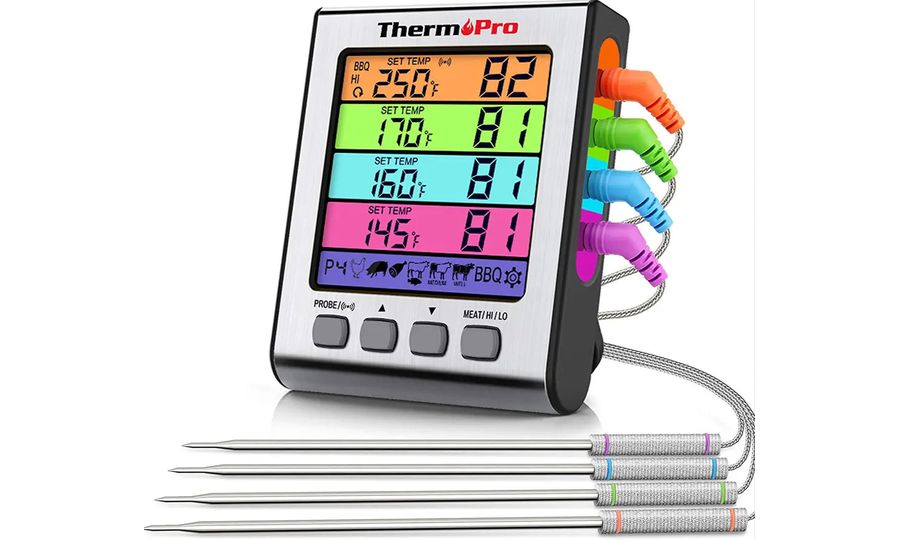 ThermoPro TP-17H digitálny kuchynský teplomer, štyri sondy, strieborný