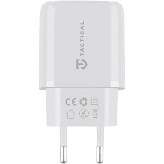 Tactical Základná zástrčka Dual, USB/C a USB-A 20W sieťová nabíjačka-adaptér, biela